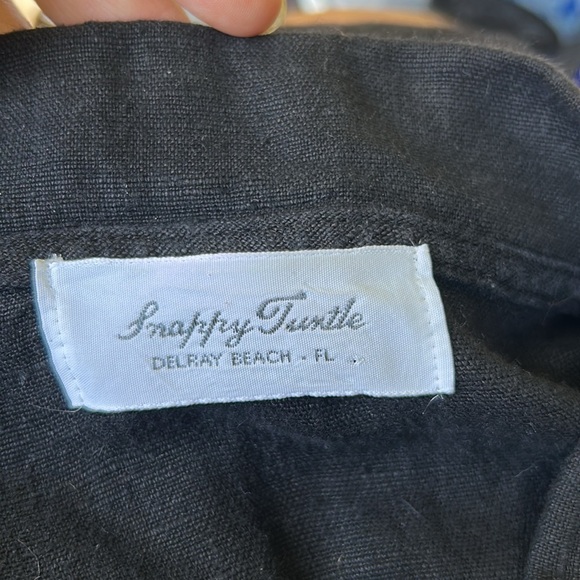 Snappy Turtle Delray Beach Fl Black Linen Shirt Dress Midi Pockets Size XL - Picture 7 of 9